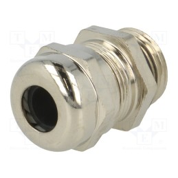 10 pcs : 2509 - Cable gland, PG9, IP68, brass, Body plating: nickel