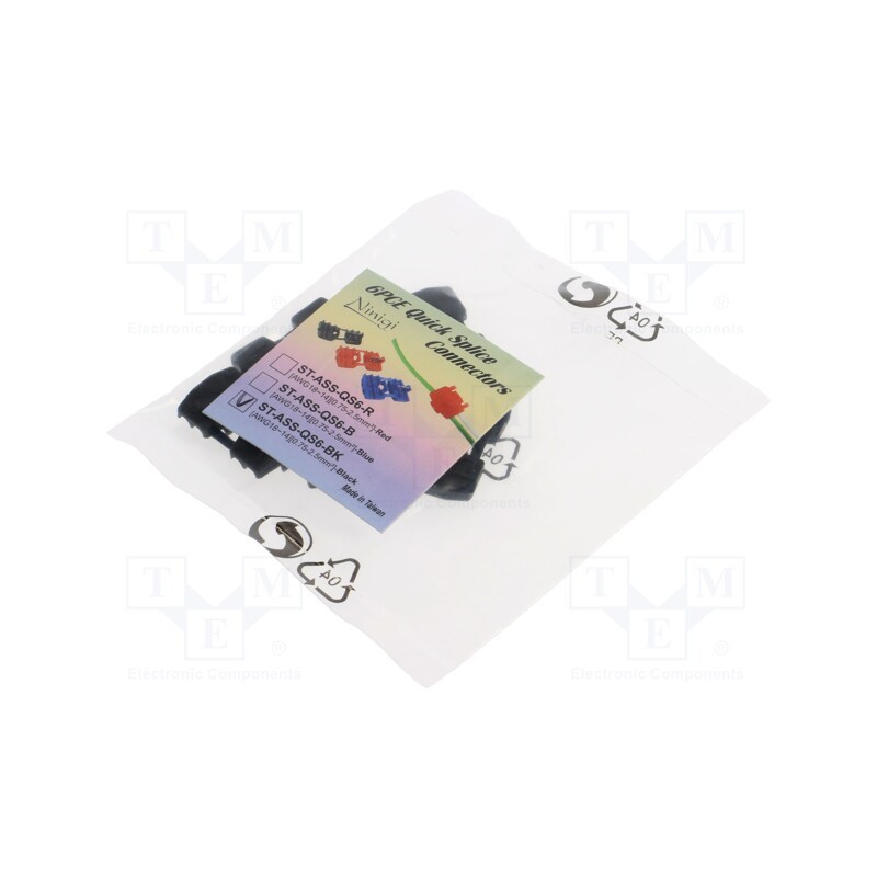 10 set : ST-ASS-QS6-BK - Quick splice, IDC, 0.75÷2.5mm2, for cable, black, quick splice