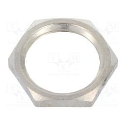 20 pcs : 2716 - Nut, M16, brass, nickel, 19mm, Thread: metric, Pitch: 1.5