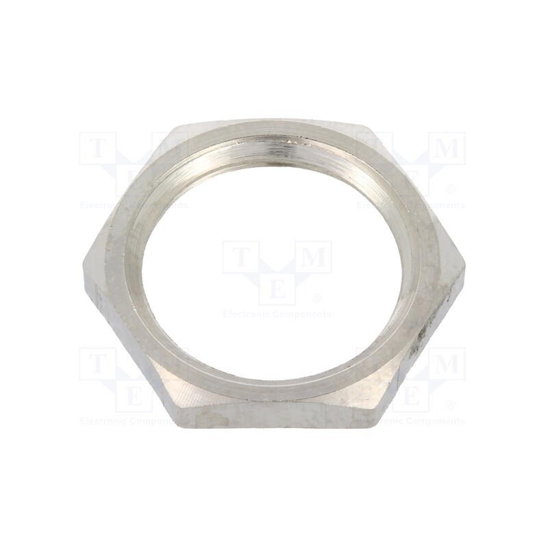 20 pcs : 2716 - Nut, M16, brass, nickel, 19mm, Thread: metric, Pitch: 1.5