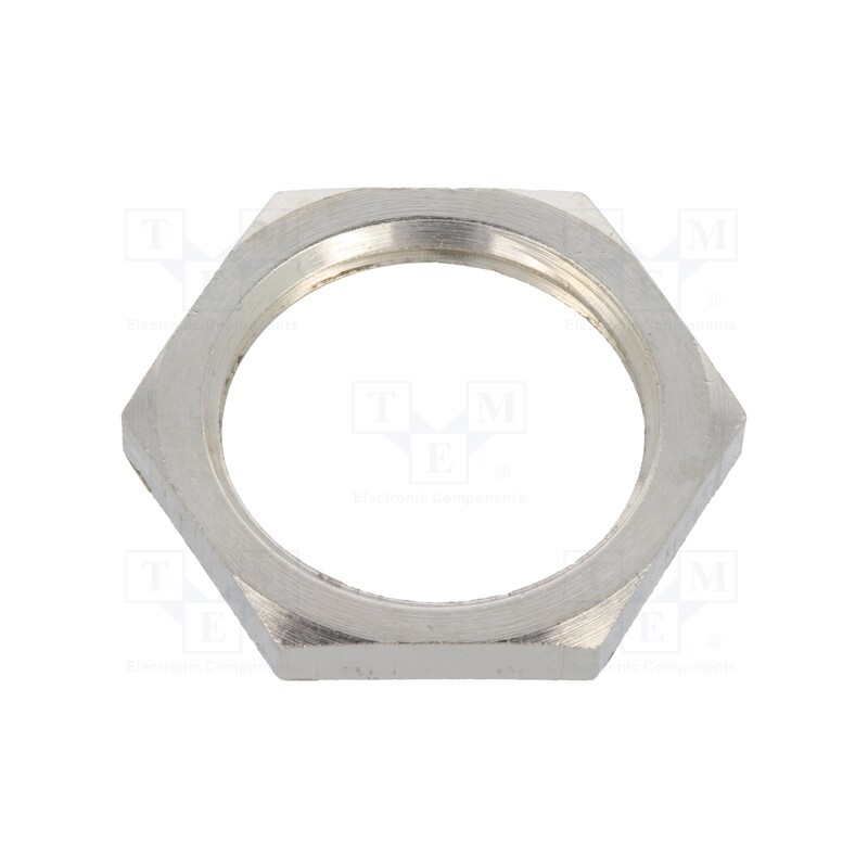 20 pcs : 2720 - Nut, M20, brass, nickel, 24mm, Thread: metric, Pitch: 1.5