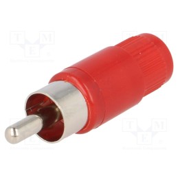 10 pcs : STO 1 ROT - Plug, RCA, male, straight, soldering, red, nickel plated, for cable