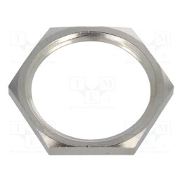 20 pcs : 2732 - Nut, M32, brass, nickel, 37mm, Thread: metric, Pitch: 1.5