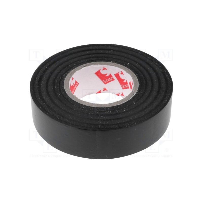 10 rol : SCAPA-2702-19X25BLACK - Tape: electrical insulating, W: 19mm, L: 25m, Thk: 130um, black, 180%