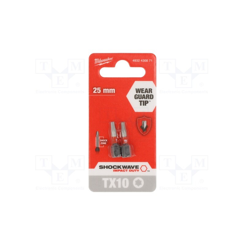 10 pcg : 4932430871 - Screwdriver bit, Torx®, TX10, Overall len: 25mm, 2pcs, Kind: impact