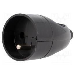 10 pcs : T-11832 - Connector: AC supply, female, socket, 2P+PE, 250VAC, 16A, black