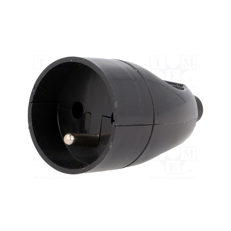 10 pcs : T-11832 - Connector: AC supply, female, socket, 2P+PE, 250VAC, 16A, black