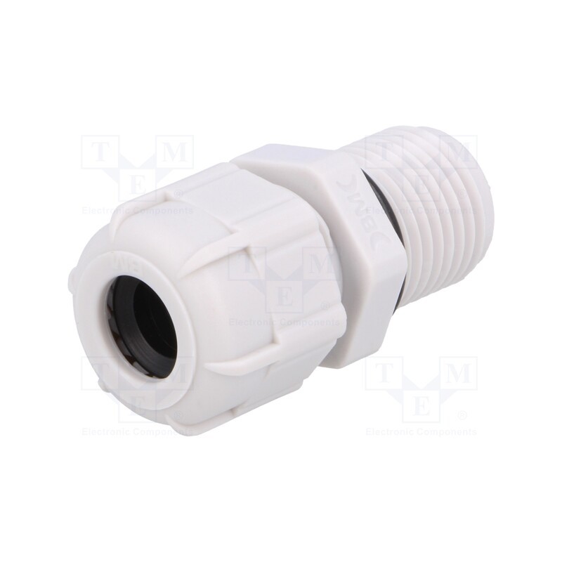 20 pcs : BM4009L - Cable gland, with long thread, PG9, IP68, polyamide, grey, UL94V-2