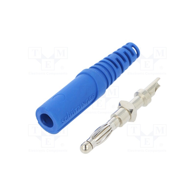 10 pcs : FK 9 L NI / BL - Plug, 4mm banana, 32A, 33VAC, 70VDC, blue, non-insulated, 2.5mm2