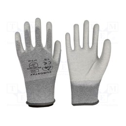10 set : 51-680-0600B - Protective gloves, ESD, S, grey, &lt,10MΩ