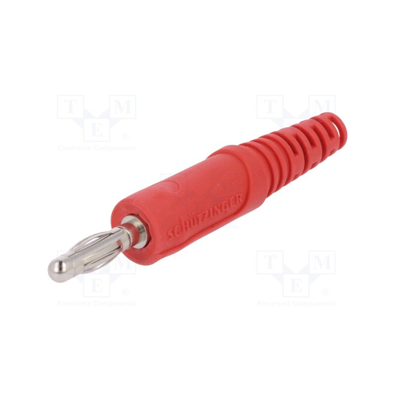 10 pcs : FK 9 L NI / RT - Plug, 4mm banana, 32A, 33VAC, 70VDC, red, non-insulated, 2.5mm2