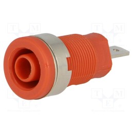 10 pcs : SEB 6450 NI / RT - Socket, 4mm banana, 24A, 1kV, red, nickel plated, on panel, 34mm