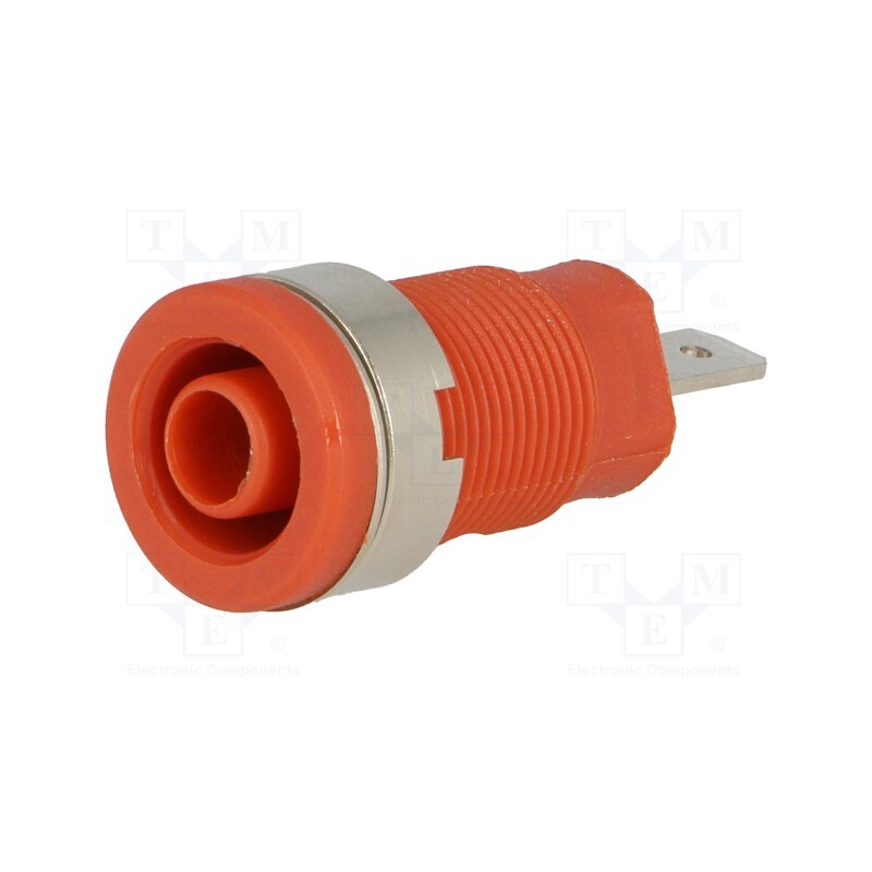 10 pcs : SEB 6450 NI / RT - Socket, 4mm banana, 24A, 1kV, red, nickel plated, on panel, 34mm