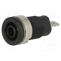 10 pcs : SEB 6450 NI / SW - Socket, 4mm banana, 24A, 1kV, black, nickel plated, on panel, 34mm