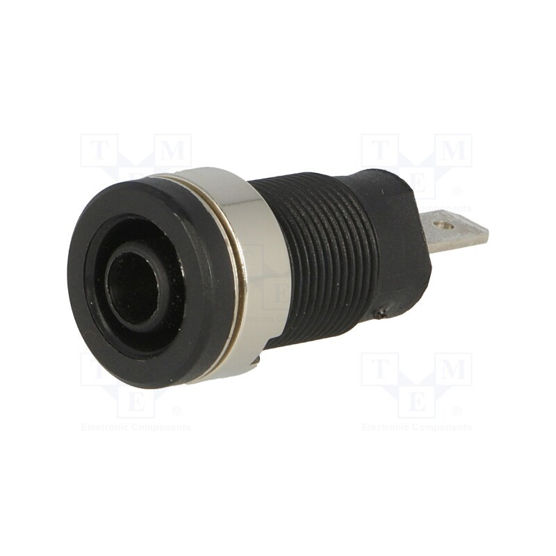 10 pcs : SEB 6450 NI / SW - Socket, 4mm banana, 24A, 1kV, black, nickel plated, on panel, 34mm