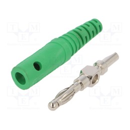 10 pcs : FK 82 L NI / GN - Plug, 4mm banana, 10A, 33VAC, 70VDC, green, Max.wire diam: 2mm