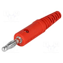 10 pcs : FK 82 L NI / RT - Plug, 4mm banana, 10A, 33VAC, 70VDC, red, Max.wire diam: 2mm, 0.5mm2