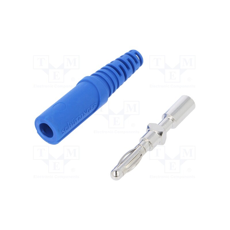 10 pcs : FK 9 S NI / BL - Plug, 4mm banana, 32A, 33VAC, 70VDC, blue, non-insulated, 2.5mm2