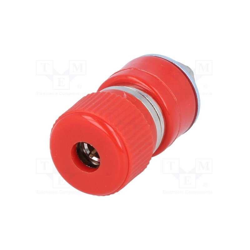 10 pcs : R1-26B RED - Socket, 4mm banana, 30A, 60VDC, red, nickel plated, on panel,screw