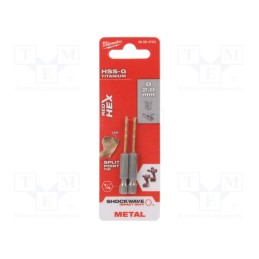 10 pcg : 48894703 - Drill bit, for metal,impact, Ø: 2mm, 2pcs.