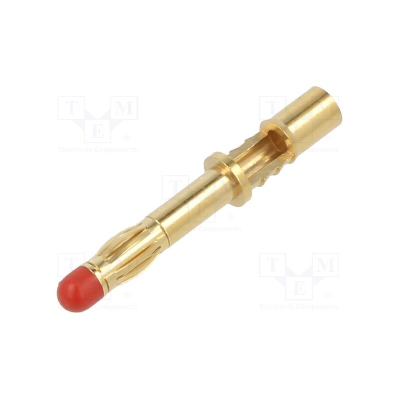 10 pcs : 22.1025 - Plug, 4mm banana, 32A, 1kV, gold-plated, Connection: soldered