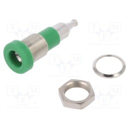 10 pcs : 23.0110-25 - Socket, 4mm banana, 25A, 30VAC, 60VDC, green, screw, insulated