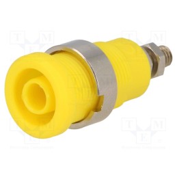 10 pcs : 3265-I-GE - Socket, 4mm banana, 36A, Cutout: Ø12mm, yellow, nickel plated, 5mΩ