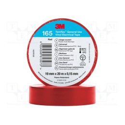 10 rol : 165RD5E - Tape: electrical insulating, W: 19mm, L: 20m, Thk: 0.15mm, red, 200%