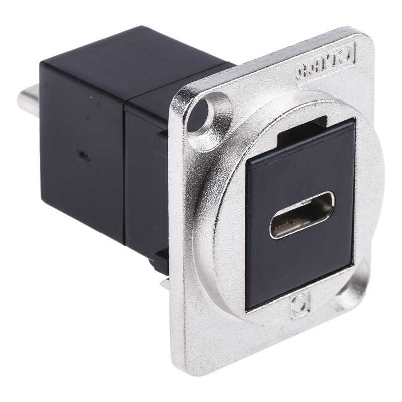 1 pcs - RS PRO Straight, Panel Mount, Female to Male Type C USB Connector