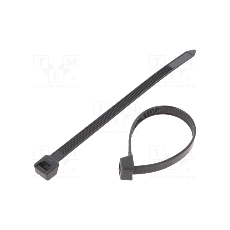 200 pcs : BMN1576 - Cable tie, L: 150mm, W: 7.6mm, polyamide, 550N, black, Ømax: 24mm