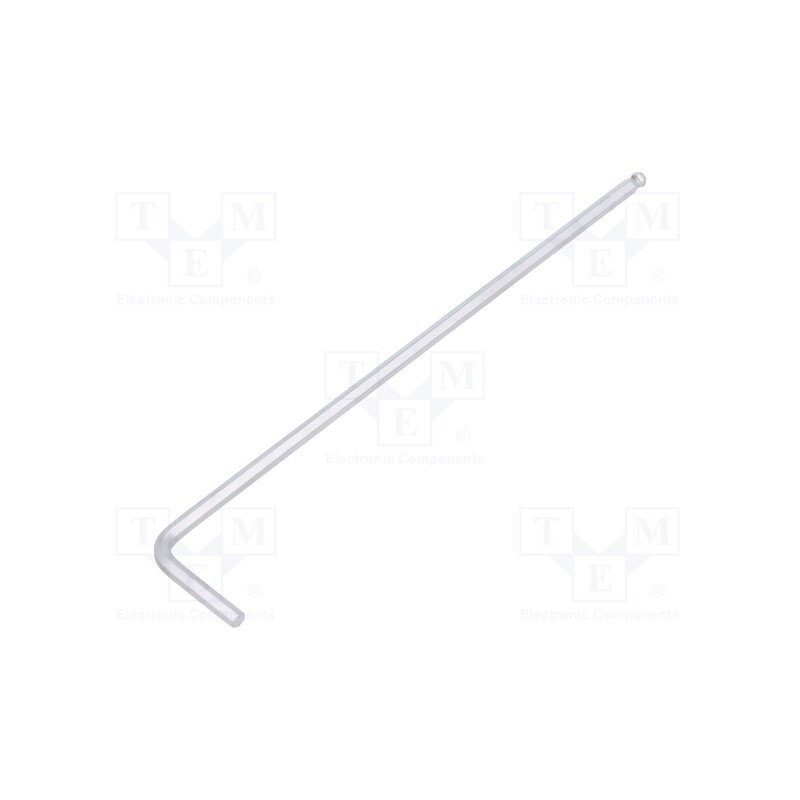 10 pcs : 112025MR - Wrench, hex key,spherical, HEX 2,5mm, tool steel, long, 114.5mm