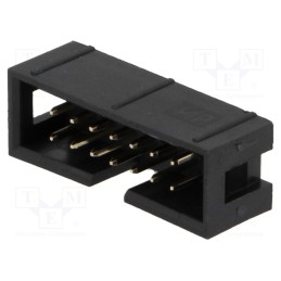 10 pcs : T821114A1S100CEU - Socket, IDC, male, PIN: 14, straight, THT, gold-plated, 2.54mm, black