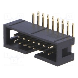 10 pcs : T821116A1R100CEU - Socket, IDC, male, PIN: 16, angled 90°, THT, gold-plated, 2.54mm