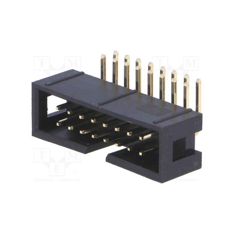 10 pcs : T821116A1R100CEU - Socket, IDC, male, PIN: 16, angled 90°, THT, gold-plated, 2.54mm