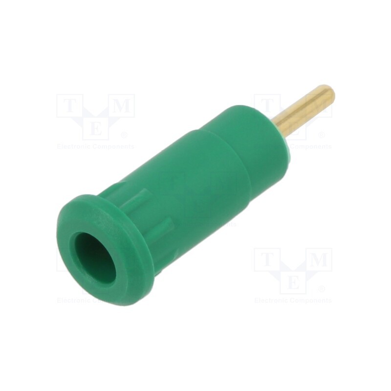 10 pcs : 65.3301-25 - Socket, 1,5mm banana, Overall len: 29mm, green, on panel,push-in