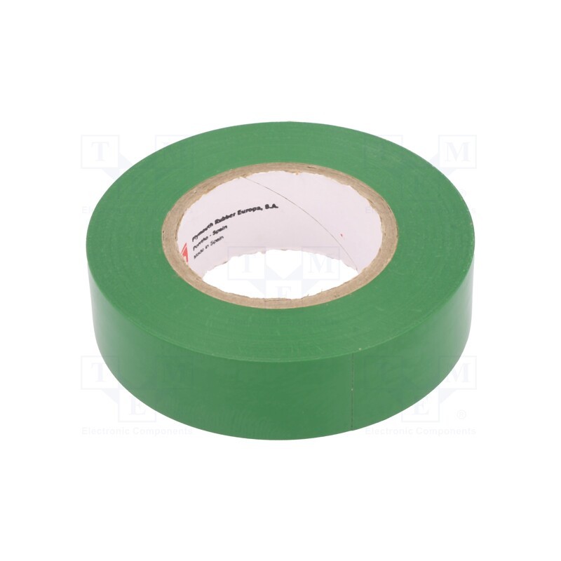 10 rol : N-12 PVC TAPE 19MMX20M GREEN - Tape: electrical insulating, W: 19mm, L: 20m, Thk: 0.15mm, green