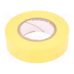 10 rol : N-12 PVC TAPE 19MMX20M YELLOW - Tape: electrical insulating, W: 19mm, L: 20m, Thk: 0.15mm, yellow