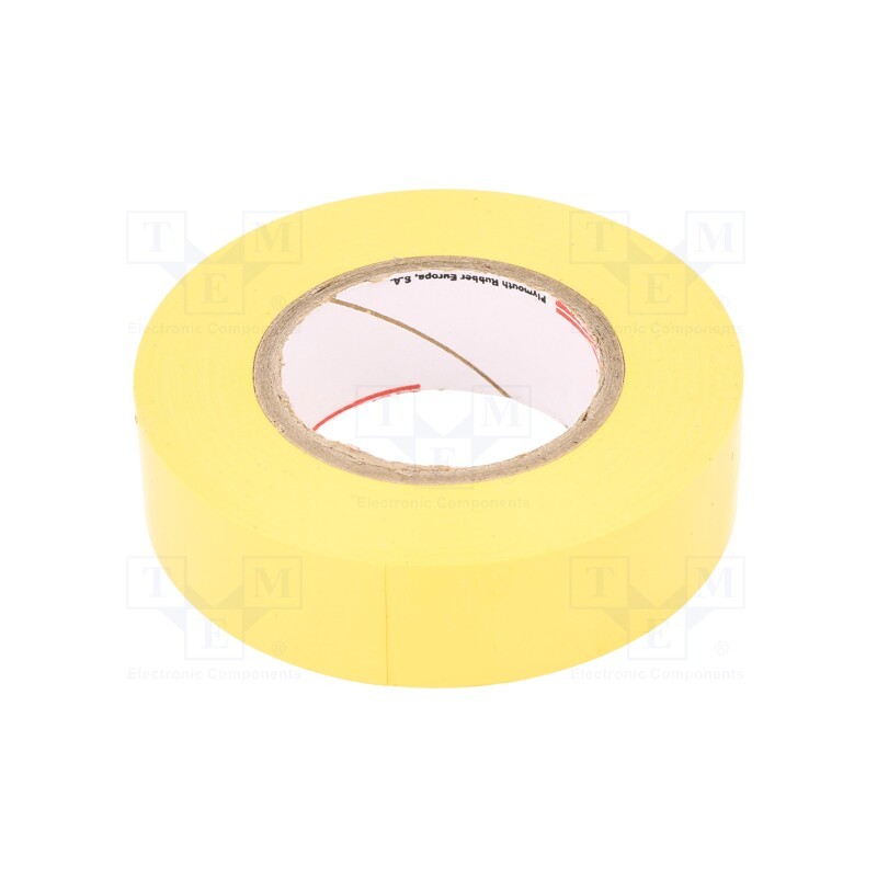 10 rol : N-12 PVC TAPE 19MMX20M YELLOW - Tape: electrical insulating, W: 19mm, L: 20m, Thk: 0.15mm, yellow