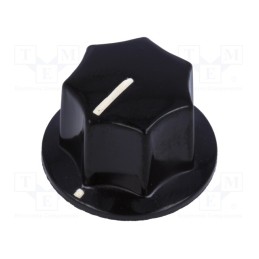 10 pcs : PN-9E-6.4 - Knob, with pointer, bakelite, Øshaft: 6mm, Ø18.5x15mm, black
