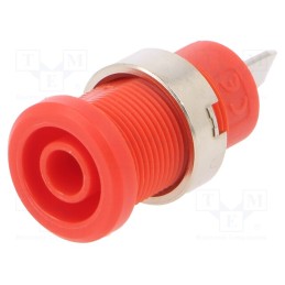 10 pcs : 3274-C-2 - Socket, 4mm banana, 36A, red, nickel plated, on panel,screw