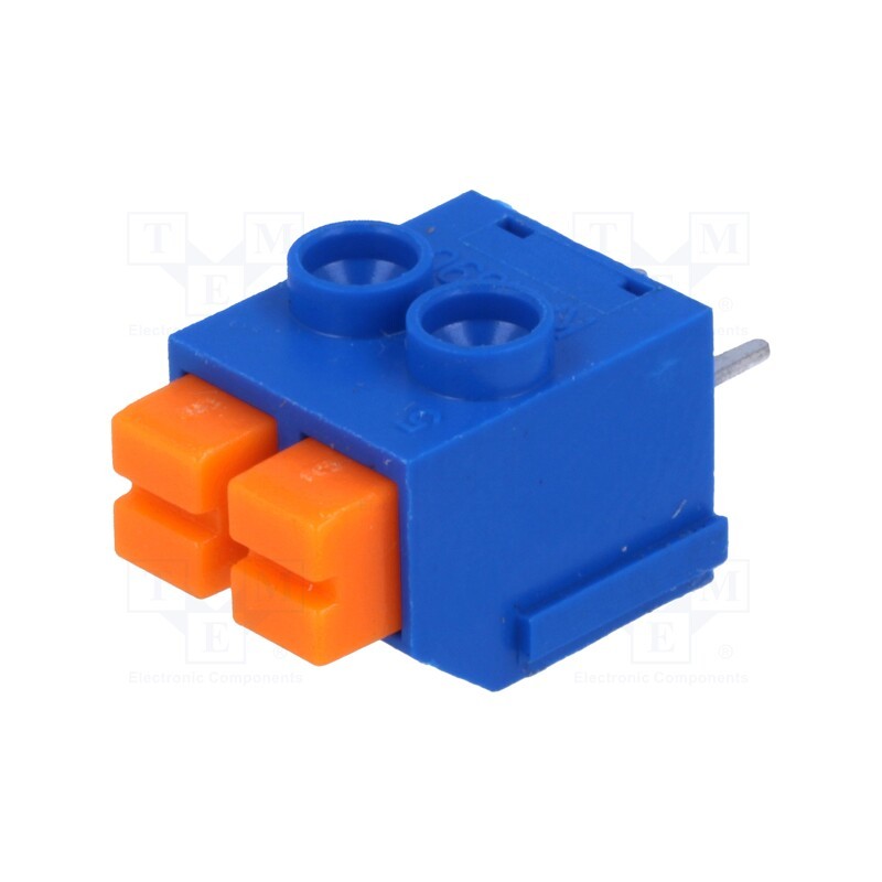 10 pcs : TB-5.0-P-2P-SPR - PCB terminal block, angled 90°, 5mm, ways: 2, on PCBs, 22AWG÷16AWG