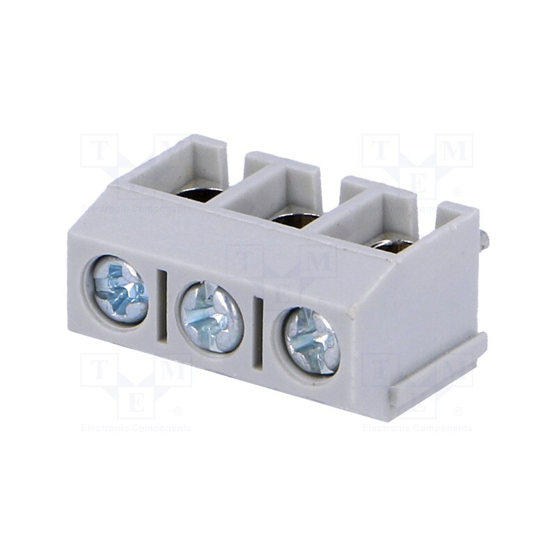 20 pcs : TB-5.0-P-3P/GY - PCB terminal block, angled 90°, 5mm, ways: 3, on PCBs, 1.5mm2, 16A