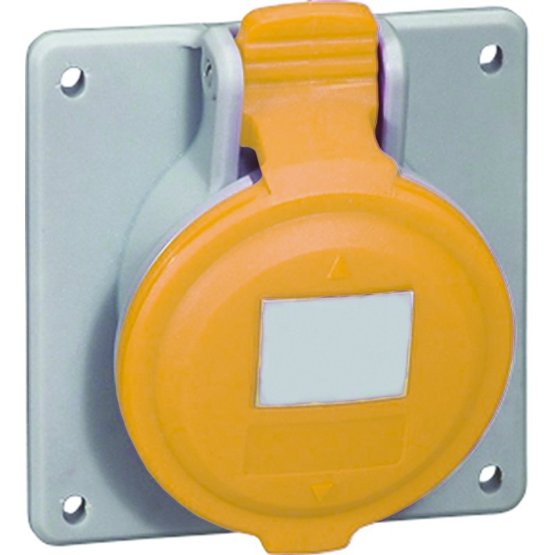 1 pcs - Legrand, P17 Tempra Pro IP44 Yellow Panel Mount 2P + E Industrial Power Socket, Rated At 16A, 110 V