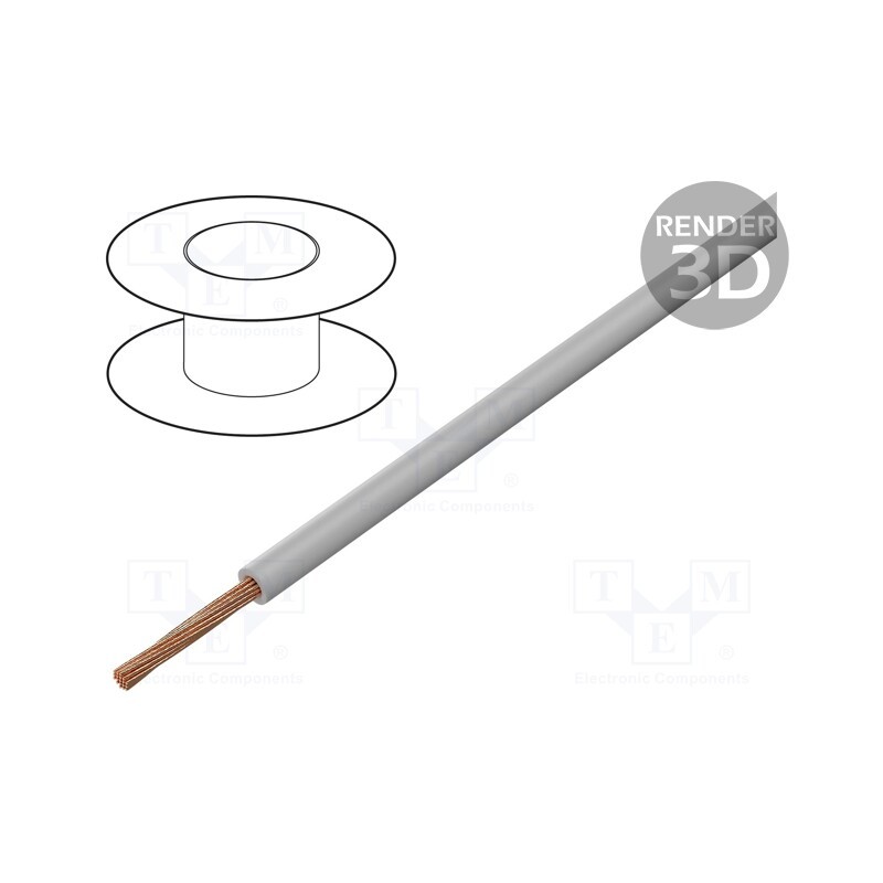 10 m : - Wire, FLRY-B, 1x0.35mm2, stranded, Cu, PVC, grey, 60V, Class: 5, 1.4mm