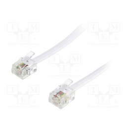 10 pcs : - Cable: telephone, RJ11 plug,both sides, 2m, white