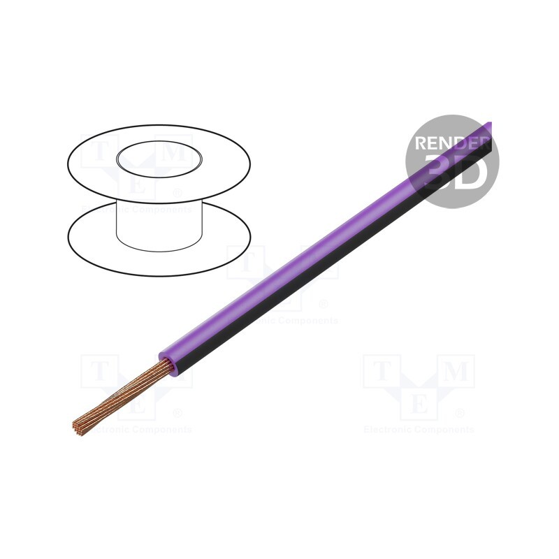 10 m : - Wire, FLRY-B, 1x0.5mm2, stranded, Cu, PVC, violet-black, 60V, 1.6mm