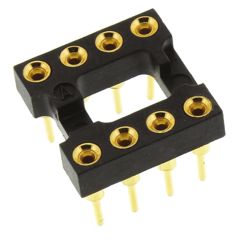 1 pcs - TE Connectivity 2.54mm Pitch Vertical 8 Way, Through Hole Turned Pin Open Frame IC Dip Socket, 3A