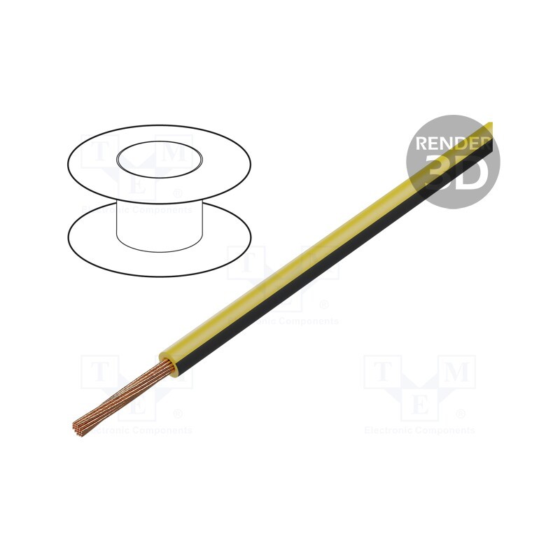 10 m : - Wire, FLRY-B, 1x0.5mm2, stranded, Cu, PVC, yellow-black, 60V, 1.6mm