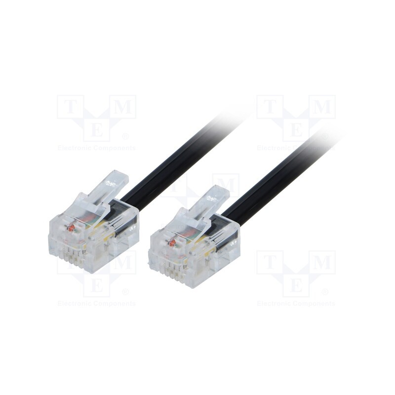 10 pcs : - Cable: telephone, RJ11 plug,both sides, 2m, black