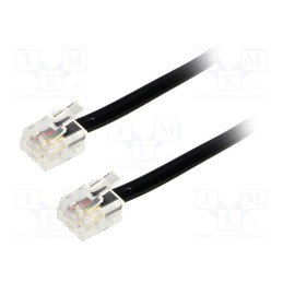 10 pcs : - Cable: telephone, RJ11 plug,both sides, 3m, black